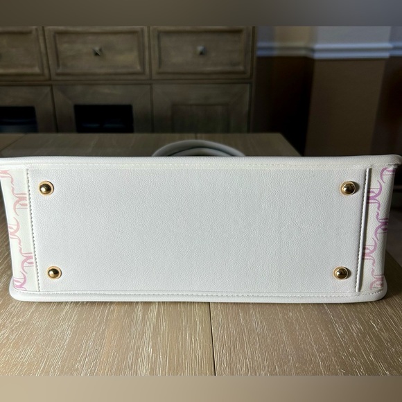 NWT Juicy Couture Bling Logo Tote Bag Pink White Chain Handle Purse HTF - Picture 13 of 14